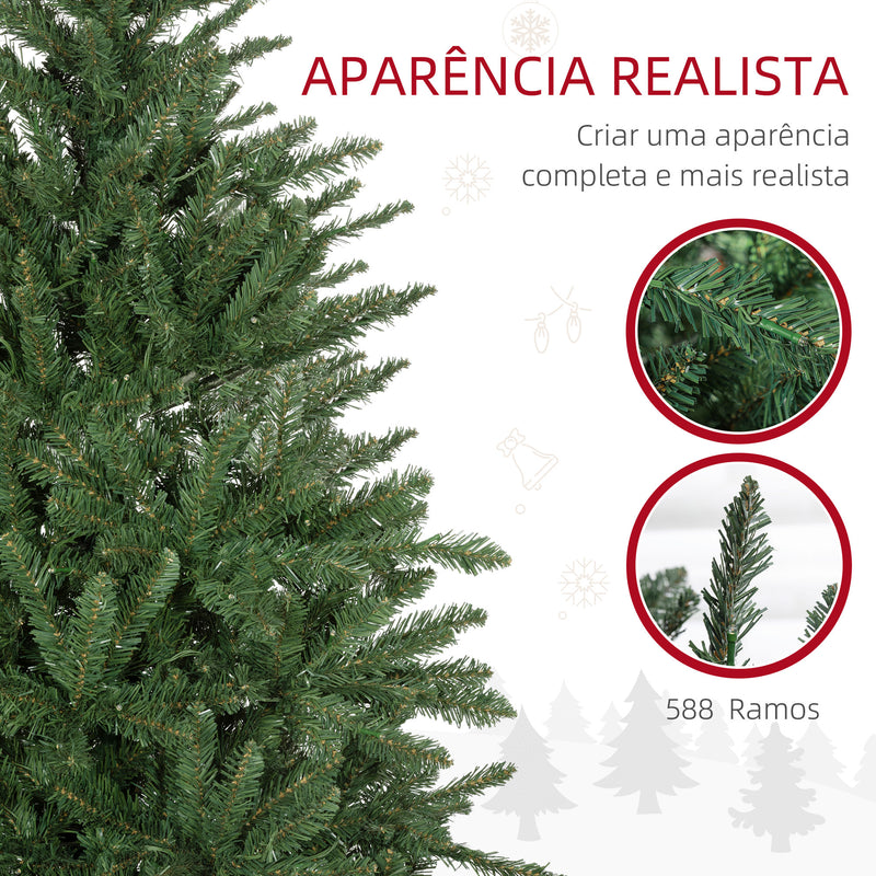 Árvore de Natal 150 cm Árvore de Natal Artificial com 220 Luzes LED 588 Ramos e Suporte de Metal Árvore Natalina para Sala Interior Verde