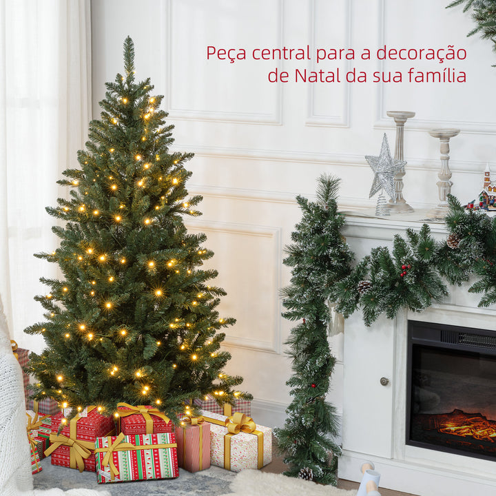 Árvore de Natal 150 cm Árvore de Natal Artificial com 220 Luzes LED 588 Ramos e Suporte de Metal Árvore Natalina para Sala Interior Verde