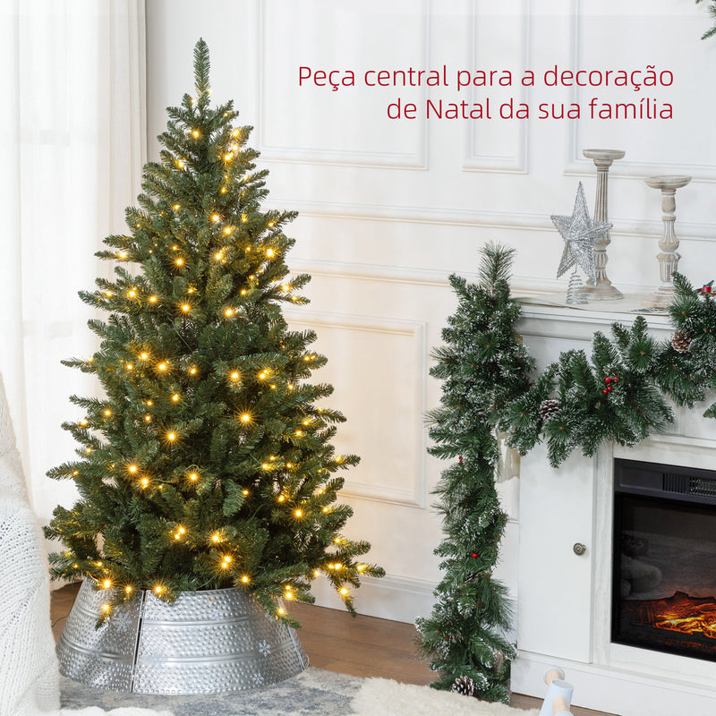 Árvore de Natal 150 cm Árvore de Natal Artificial com 220 Luzes LED 588 Ramos e Suporte de Metal Árvore Natalina para Sala Interior Verde