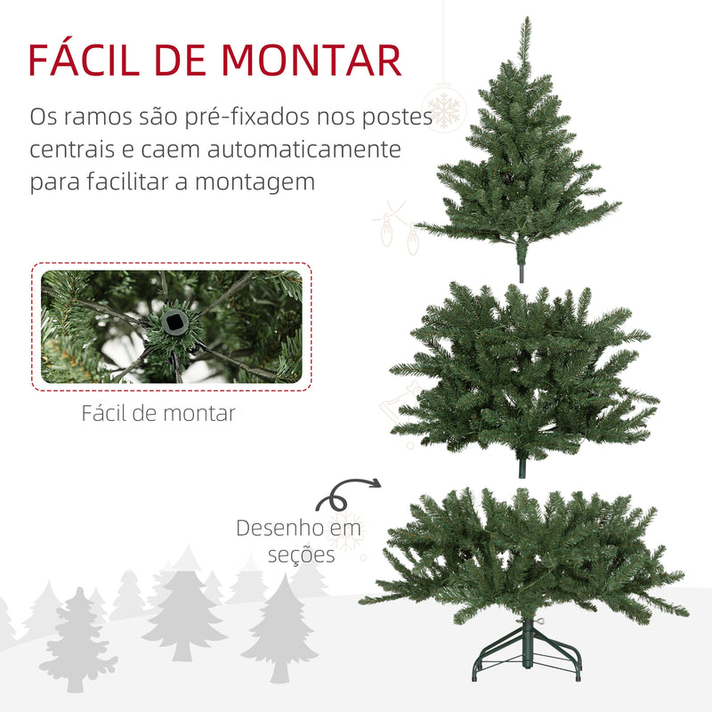 Árvore de Natal 150 cm Árvore de Natal Artificial com 220 Luzes LED 588 Ramos e Suporte de Metal Árvore Natalina para Sala Interior Verde