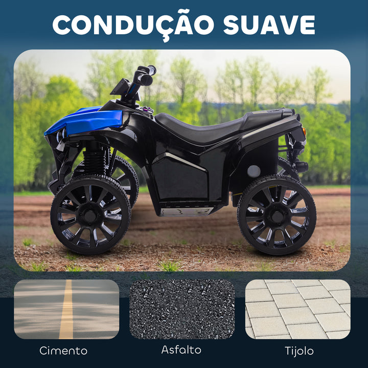 Quadriciclo Elétrico para Crianças 6 V Quadriciclo para Crianças de 3-8 Anos com Velocidade até 3?km/h Faróis e Música 70x42x45 cm Azul