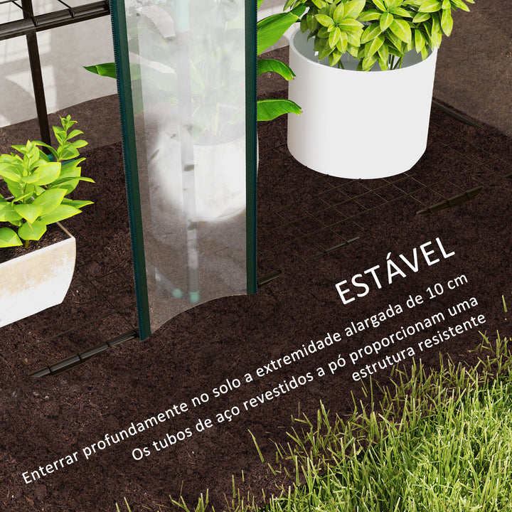 Estufa Pequena Estufa de Exterior com Prateleiras de 3 Níveis Portas com Fecho de Correr e Estrutura de Aço Estufa para Cultivar Plantas Flores 215x46x151 cm Transparente