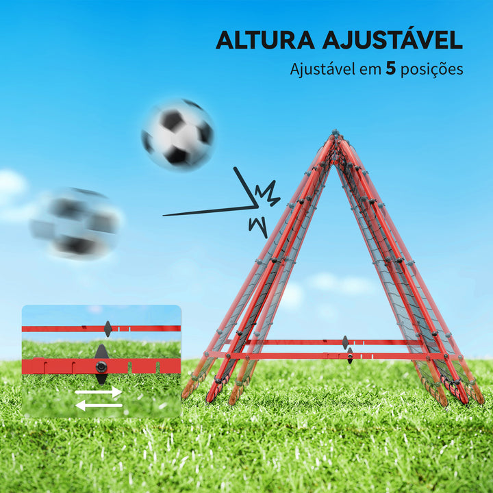 Rede de Rebote Dobrável para Treino Desportivo Ajustável em 5 Níveis de Ângulo com Tubo de Aço para Futebol Ténis e Basebol 100x95x90 cm Vermelho