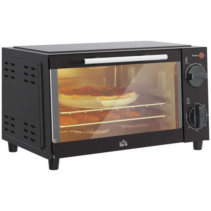 Mini Forno Elétrico 9L Forno Elétrico de Bancada 750W com Temperatura Ajustável até 230°C Temporizador 60 min e Bandeja para Assar Grelha 35x24,6x20 cm Preto