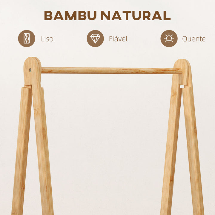 Suporte para Cabides de Bambu com Cesto de Tecido Suporte para Cabides Dobrável para Entrada, Quarto 60x44,5x157,5 cm Madeira Cinzento