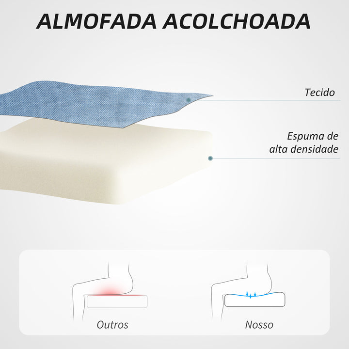 Cadeira de Escritório sem Apoio para os Braços Cadeira de Escritório Giratória Estofada em Linho Sintético com Altura Ajustável para Estudo Dormitório Tocador Carga 120 kg 53x43x85-93 cm Azul