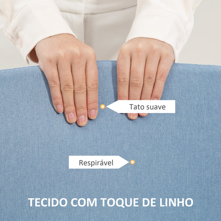 Cadeira de Escritório sem Apoio para os Braços Cadeira de Escritório Giratória Estofada em Linho Sintético com Altura Ajustável para Estudo Dormitório Tocador Carga 120 kg 53x43x85-93 cm Azul