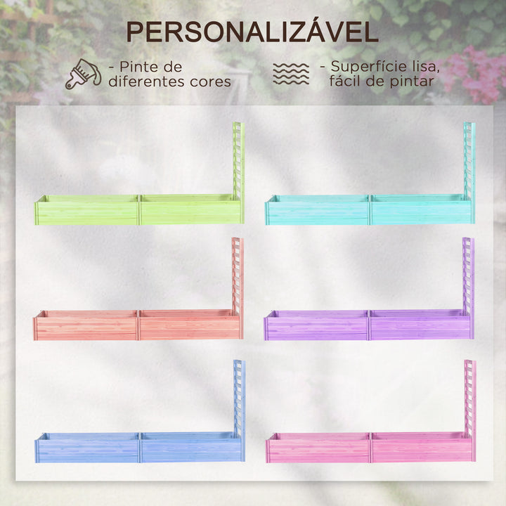 Floreira de Exterior Floreira de Madeira com Treliça para Plantas Trepadeiras e 2 Caixas de Cultivo para Pátio Varanda 230x60x110 cm Madeira