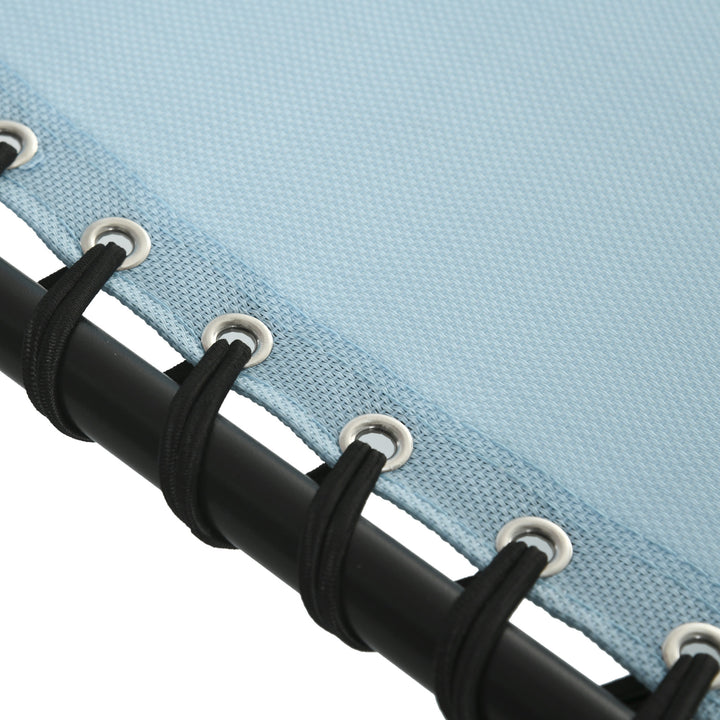 Espreguiçadeira Dobrável Jardim Exterior Reclinável 4 Posições com Apoio de Cabeça e Estrutura em Aço Carga 120 kg para Terraço Piscina Praia 189x58x30 cm Azul Claro