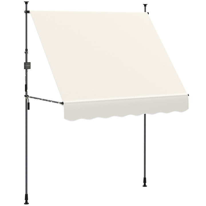 Toldo Manual Retráctil 2x1,2 m Toldo Exterior Enrolável Altura Ajustável com Manivela 210-310 cm Proteção UV30+ Sem Perfuração para Jardim Varanda Pátio Creme