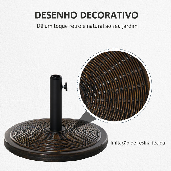 Base de Guarda-sol ajustável F48x34 cm Suporte de Guarda-sol Universal Estilo Retro HDPE Pátio Jardim Praia