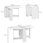 Mesa de Cozinha Dobrável Mesa de Jantar Dobrável Ovalada com Laterais Abatíveis Estilo Moderno 163x80x75 cm Branco