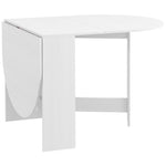 Mesa de Cozinha Dobrável Mesa de Jantar Dobrável Ovalada com Laterais Abatíveis Estilo Moderno 163x80x75 cm Branco