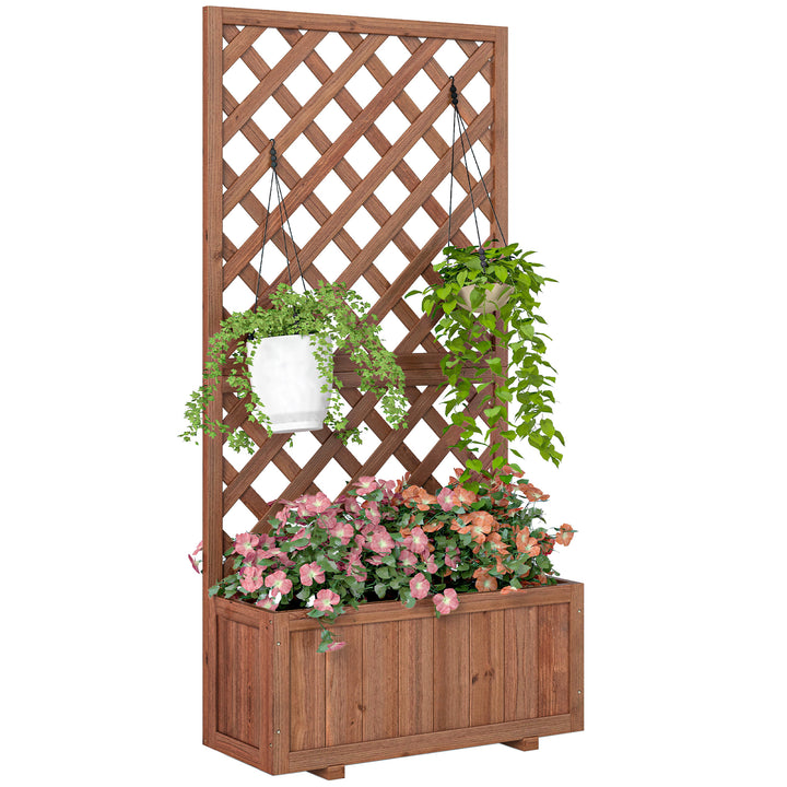Floreira com Treliça de Madeira Maciça Caixa de Plantio com Suporte para Plantas Trepadeiras para Cultivo de Plantas Flores 72,5x31,5x149,5 cm Natural