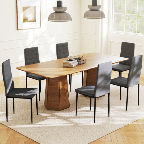 Conjunto de 6 Cadeiras de Sala de Jantar Estofadas em Linho e Pés de Metal Cadeiras Modernas para Cozinha Carga Máxima 120kg 41x50x97cm Cinza