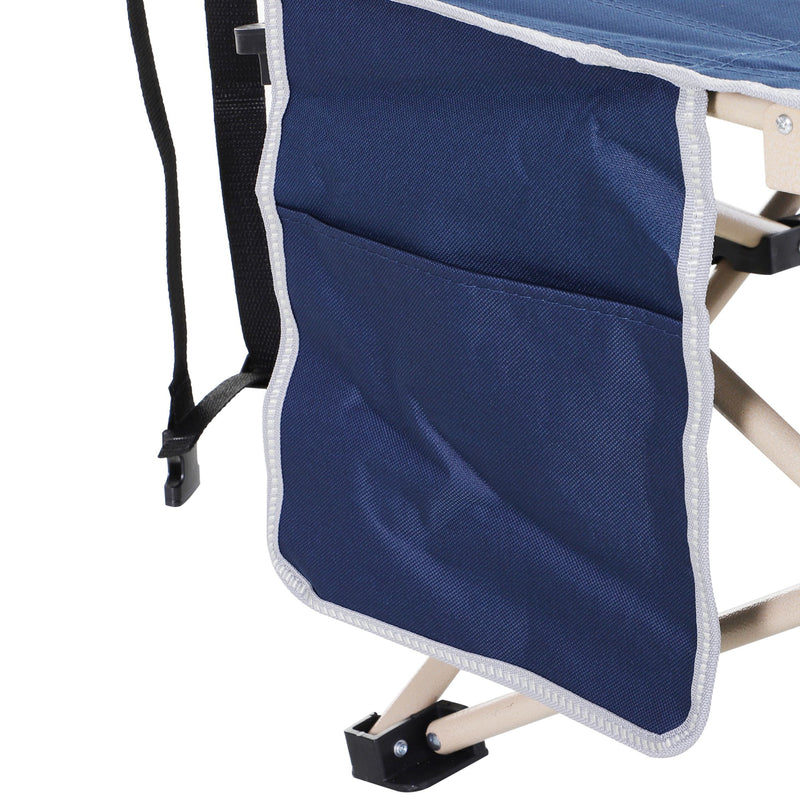 Cama de Campismo Dobrável Cama de Campismo com 1 Bolso Lateral Bolsa de Transporte e Estrutura de Aço Carga Máxima 150 kg para Praia Trilha 190x68x52 cm Azul Escuro