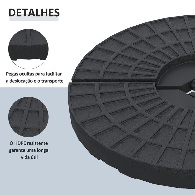 Conjunto de Pesos para Base de Chapéu de Sol de 4 Peças Preenchível com 52 Litros de Água 60 kg de Areia ou 70 kg Ambos Preto