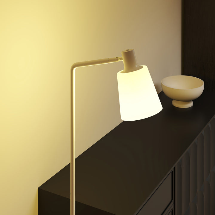 Candeeiro de Pé LED Regulável Candeeiro de Pé Sala Moderno com Ecrã Giratório 350° 3 Temperaturas de Cor 3000K/4000K/6500K e Lâmpada E27 para Quarto Escritório 45x21x148 cm Branco