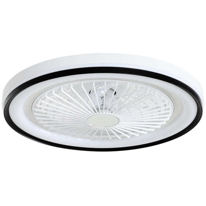 Ventoinha de Teto com Luz LED 48,5 W Motor DC Reversível Lâmpada Ventoinha de Teto Silenciosa com Controlo Remoto 6 Velocidades Temporizador para Sala de Estar Quarto Ø48x13 cm Branco