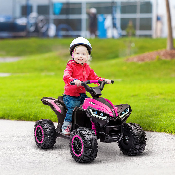 Quadriciclo Elétrico para Crianças de 3-5 Anos Veículo Eléctrico a Bateria 12V com 2 Motores Farol Música Velocidade Ajustável Avançar e Retroceder 83x53x55,5 cm Rosa