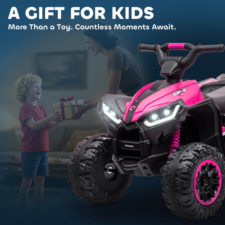 Quadriciclo Elétrico para Crianças de 3-5 Anos Veículo Eléctrico a Bateria 12V com 2 Motores Farol Música Velocidade Ajustável Avançar e Retroceder 83x53x55,5 cm Rosa