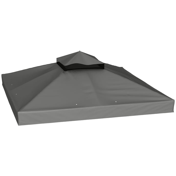 Teto de Substituição para Pérgola, 3x3 m Cobertura de Substituição com Telhado Duplo Orifícios de Escoamento e Proteção UPF30+ APENAS Toldo de Substituição para Tenda Cinza