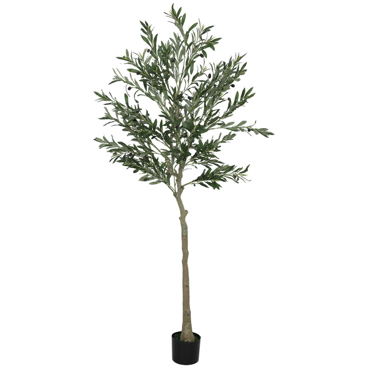 Oliveira Artificial 180 cm Planta Artificial Decorativa Grande Árvore Artificial de Interior com 40 Azeitonas Decoração para Lar Escritório Varanda Quarto Verde