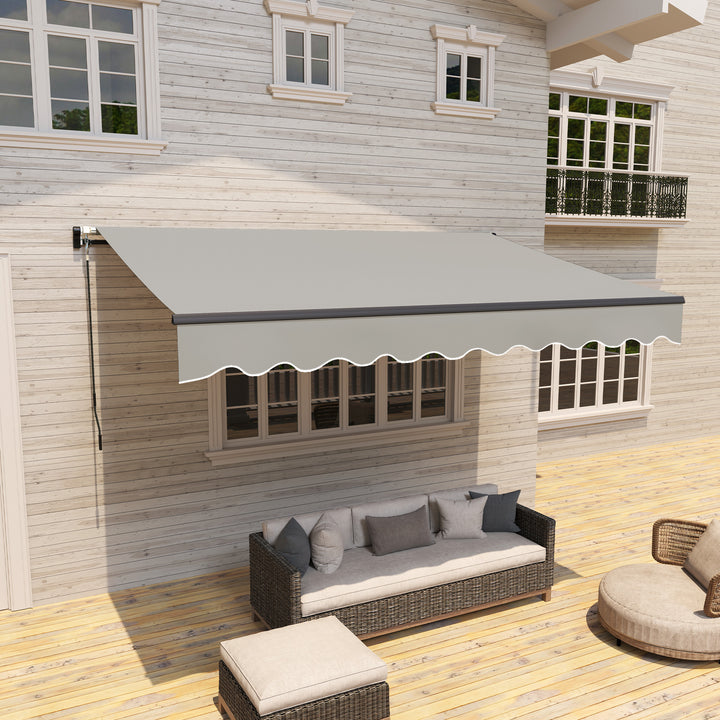 Toldo Manual Retrátil 360x220 cm Toldo para Balcão com Manivela de Alumínio e Proteção UV30+ Toldo Enrolável de Exterior para Jardim Terraço Janelas Cinza