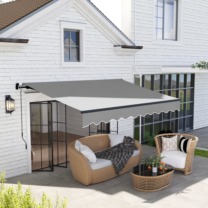 Toldo Manual Retrátil 360x220 cm Toldo para Balcão com Manivela de Alumínio e Proteção UV30+ Toldo Enrolável de Exterior para Jardim Terraço Janelas Cinza