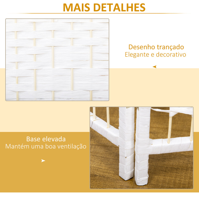 Biombo Separador de Ambientes de 3 Painéis 120x170 cm Divisória de Ambientes Dobrável com Corda de Papel e Estrutura de Madeira Decoração para Dormitório Sala de Estar Branco