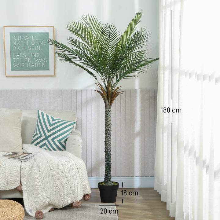Planta Artificial Decorativa 180 cm Palmeira Artificial com Vaso e Folhas para Interior Casa Sala Escritório Verde