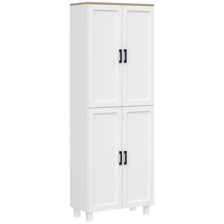 Armário de Cozinha Armário de Armazenamento Cozinha com 4 Portas e Prateleiras Ajustáveis Anti-Tombo 60x30x170,5 cm Branco