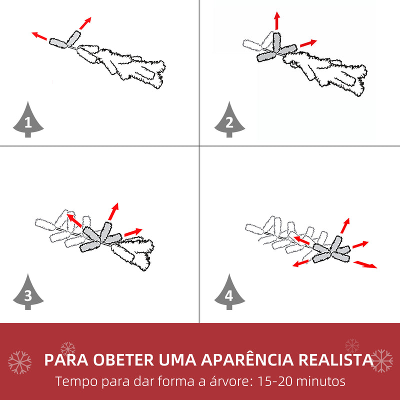 Árvore de Natal Artificial 120cm com Neve Ignífugo com 200 Ramos Folhas de PVC Base Dobrável e Suporte Metálico Decoração de Natal para Interiores Verde