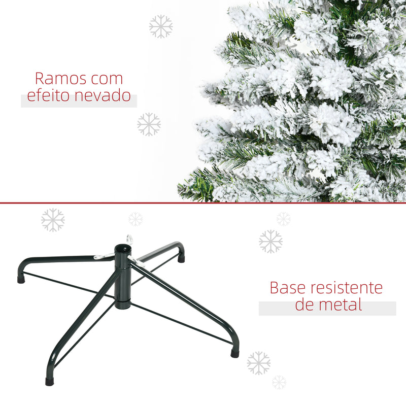 Árvore de Natal Artificial 120cm com Neve Ignífugo com 200 Ramos Folhas de PVC Base Dobrável e Suporte Metálico Decoração de Natal para Interiores Verde