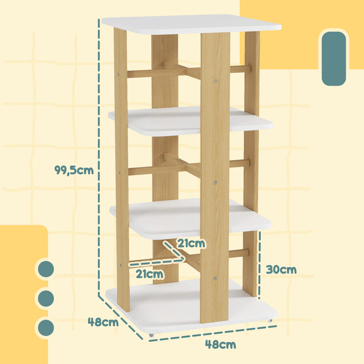 Estante para Livros Infantil Estante para Crianças com Rodas 3 Prateleiras para Escola Infantil Dormitório Infantil 48x48x99,5 cm Branco e Madeira