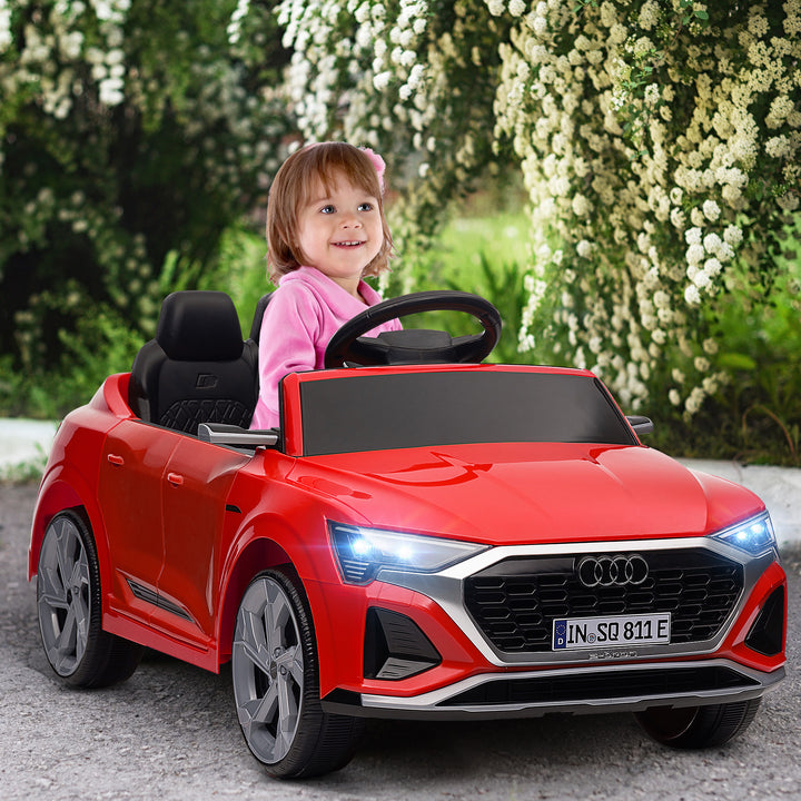 Carro Elétrico para Crianças acima de 3 Anos Carro Audi Q8 Etron Sportback Infantil com Bateria 12V Controlo Remoto Faróis Buzina e Música 98x49,5x43 cm Vermelho