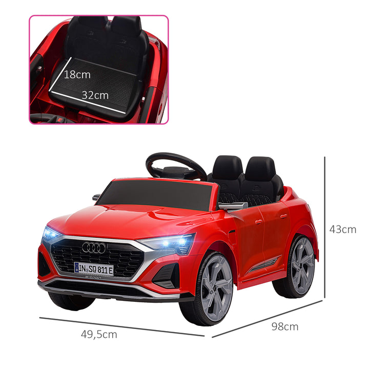 Carro Elétrico para Crianças acima de 3 Anos Carro Audi Q8 Etron Sportback Infantil com Bateria 12V Controlo Remoto Faróis Buzina e Música 98x49,5x43 cm Vermelho