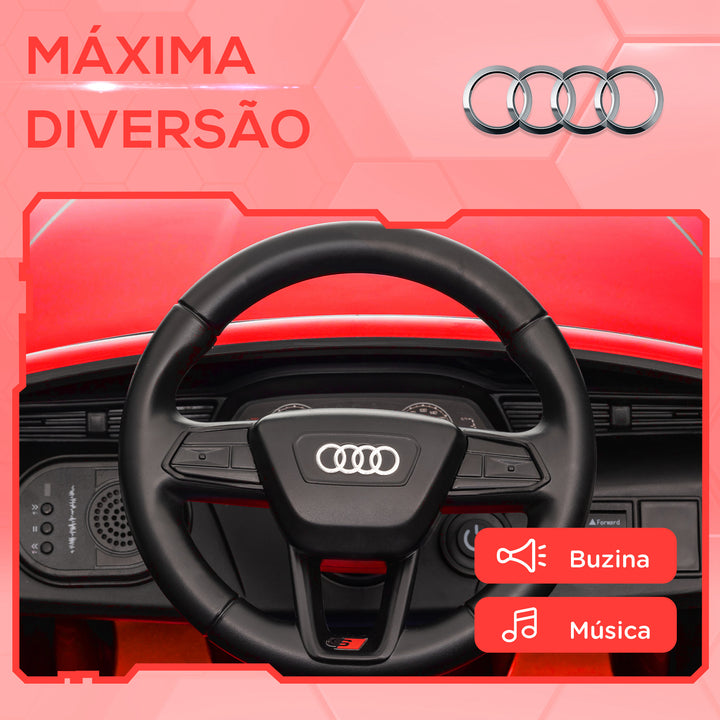 Carro Elétrico para Crianças acima de 3 Anos Carro Audi Q8 Etron Sportback Infantil com Bateria 12V Controlo Remoto Faróis Buzina e Música 98x49,5x43 cm Vermelho