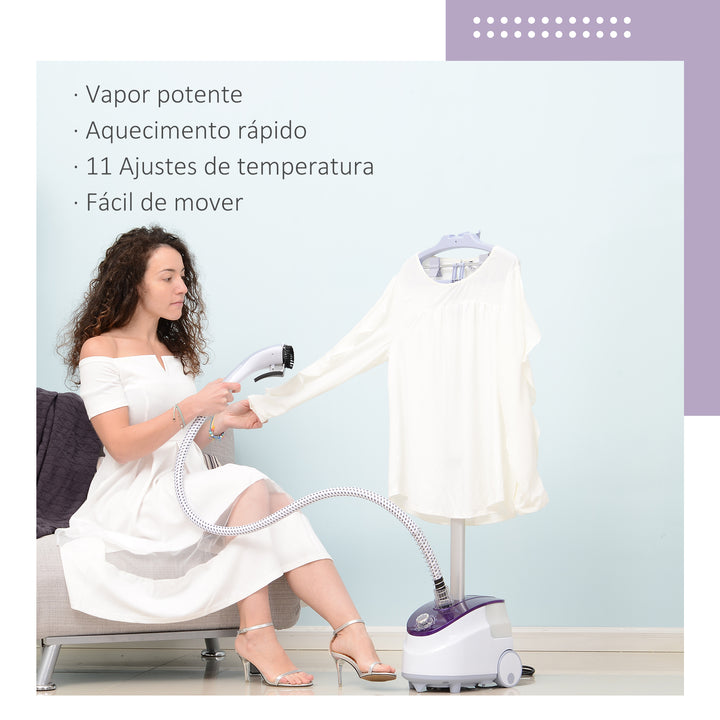 Ferro de Engomar a Vapor com Depósito de 1,8 L e Temperatura Ajustável 11 Níveis 1800 W - 21,5x30x150 cm