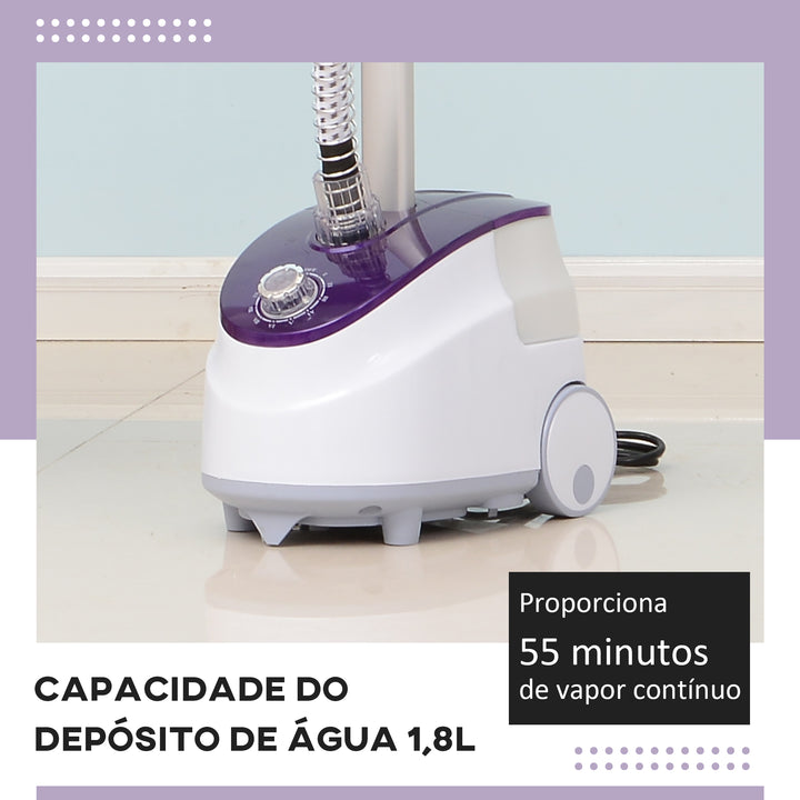 Ferro de Engomar a Vapor com Depósito de 1,8 L e Temperatura Ajustável 11 Níveis 1800 W - 21,5x30x150 cm