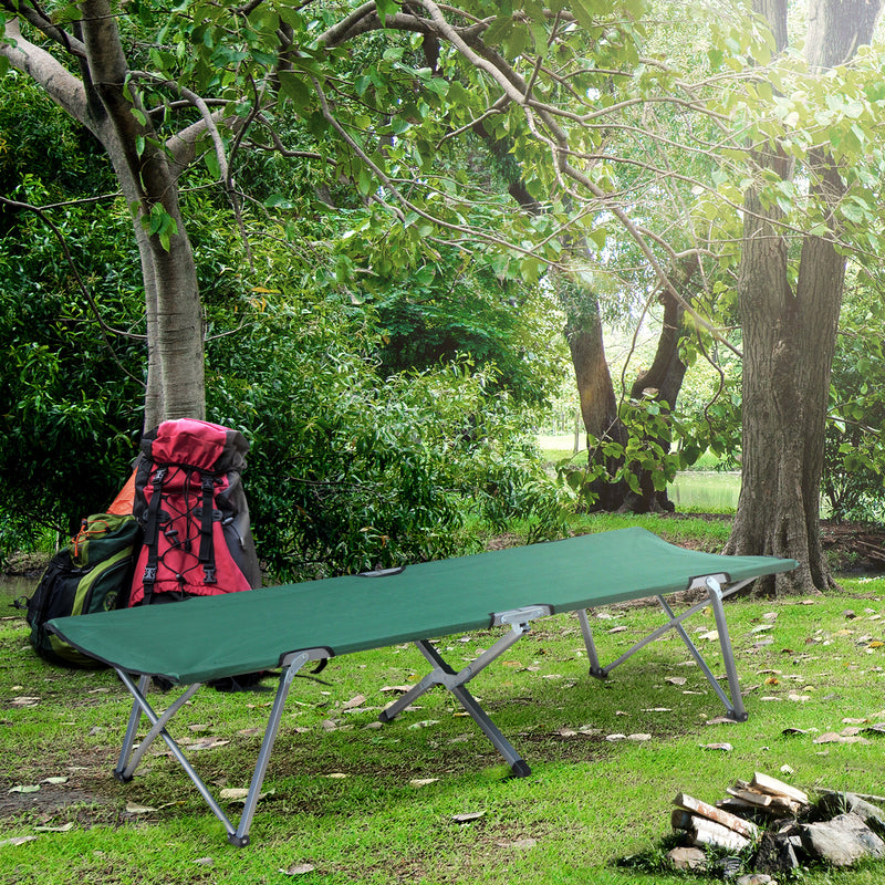 Cama de Campismo Dobrável Cama de Campismo com Estrutura Metálica Carga 136 kg para Praia Caminhadas Viagens 193x64x40 cm Verde