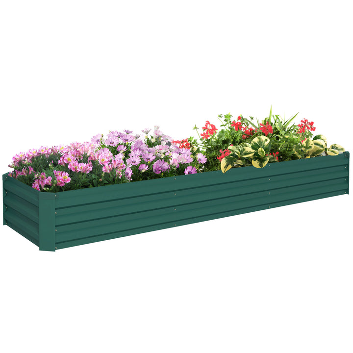 Floreira Exterior Grande Retangular em Aço Galvanizado Horta Urbana para Cultivar Plantas e Ervas Floreira com Base Aberta Resistente às Intempéries 240x60x30 cm Verde