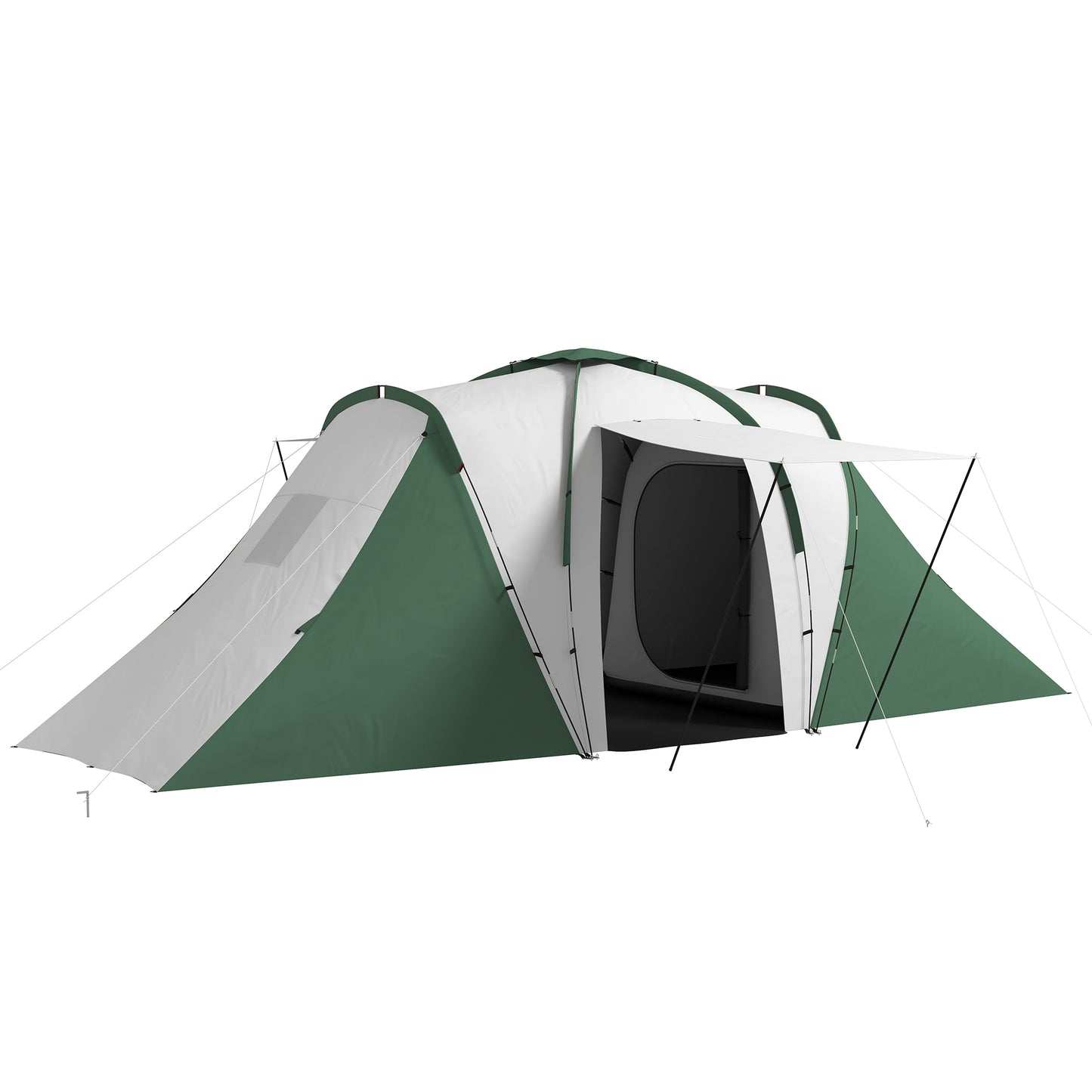 Tenda de Campismo Familiar para 4-6 Pessoas com 2 Dormitórios Tenda de Campismo Grande Impermeável 3000 mm com Bolsa de Transporte 555x225x190 cm Cinza e Verde