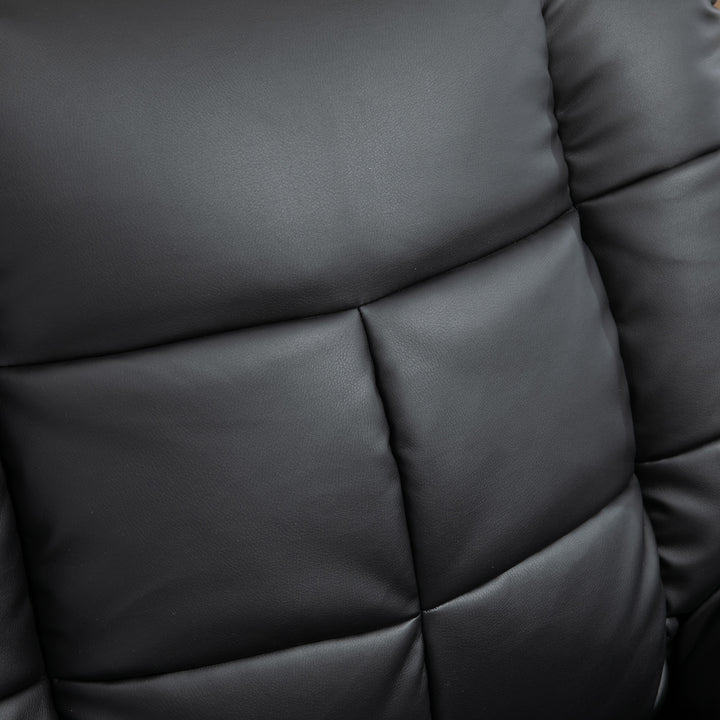 Poltrona de Massagem Poltrona Relax Reclinável com 8 Pontos de Massagem Controlo Remoto Estofada em PU Apoio para Pés Bolso Lateral Poltrona para Sala de Estar Quarto 94x99x99 cm Preto