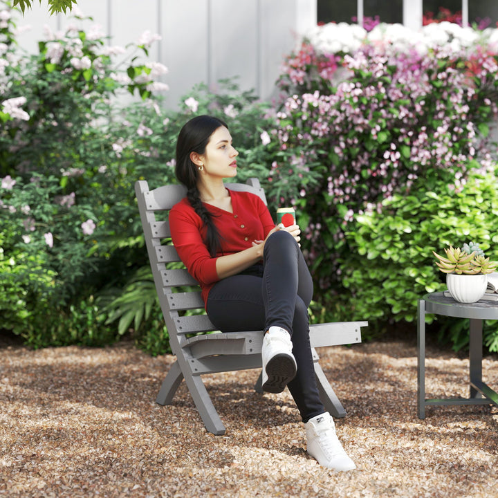 Cadeira de Jardim em Madeira Cadeira de Exterior com Desenho de Ripas e Encosto Inclinado Carga 120 kg para Varanda Pátio 78x48x76 cm Cinzento