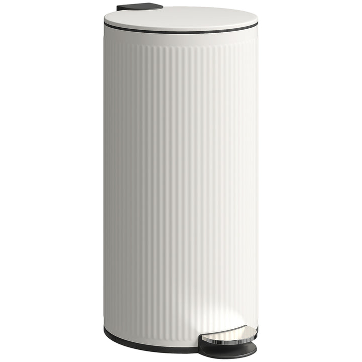 Balde do Lixo para Cozinha com Pedal 30L Cubo de Lixo Metálico com Tampa de Fecho Suave e Balde Removível para Quarto Escritório Estúdio e Sala 36x30x60,5 cm Creme