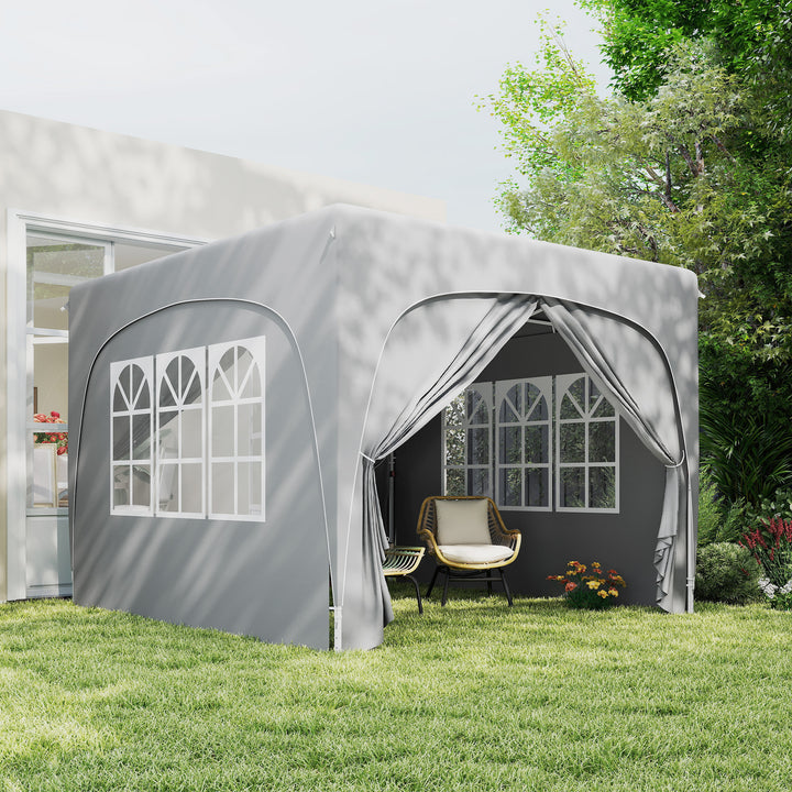 Tenda Dobrável Tenda 3x3 m com Painéis Laterais UPF50+ Tenda de Jardim com Altura Ajustável e Bolsa de Transporte para Campismo Festas Pátio Cinza Claro
