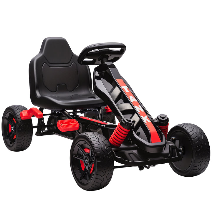 Kart a Pedais para Crianças a Partir dos 3 Anos Kart com Embraiagem Automática Travão Rodas Antiderrapantes em EVA e Estrutura Metálica Carga 50 kg 100x59x60,5 cm Vermelho