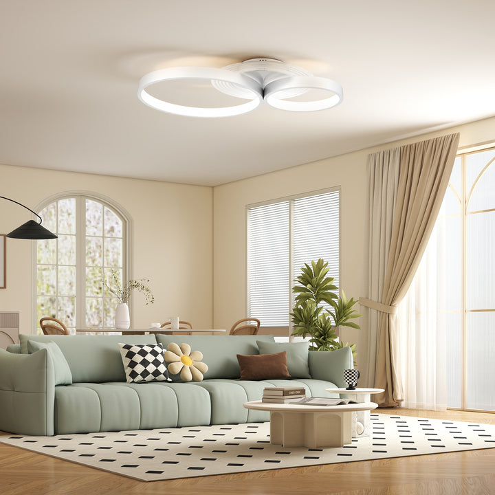 Candeeiro de Teto LED 40W Candeeiro Moderno com Iluminação LED 3000K/4000K/6500K para Quarto Sala Cozinha Sala de Jantar 59x38x7,4 cm Branco