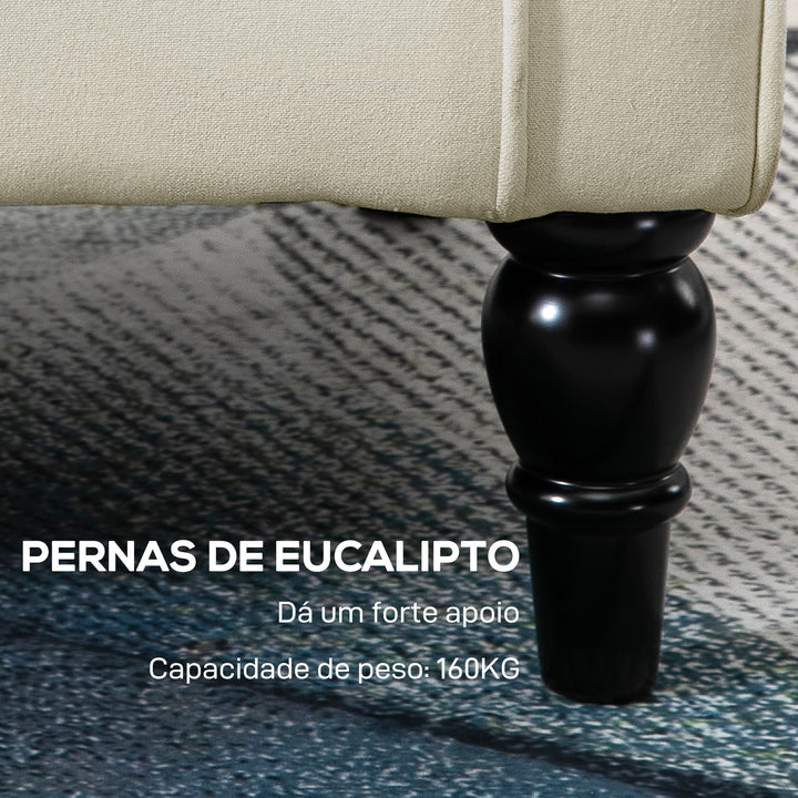 Poltrona de Sala de Estar Poltrona Moderna para Dormitório com Pés de Madeira Poltrona Individual Carga 160 kg para Escritório 74x86x102 cm Creme